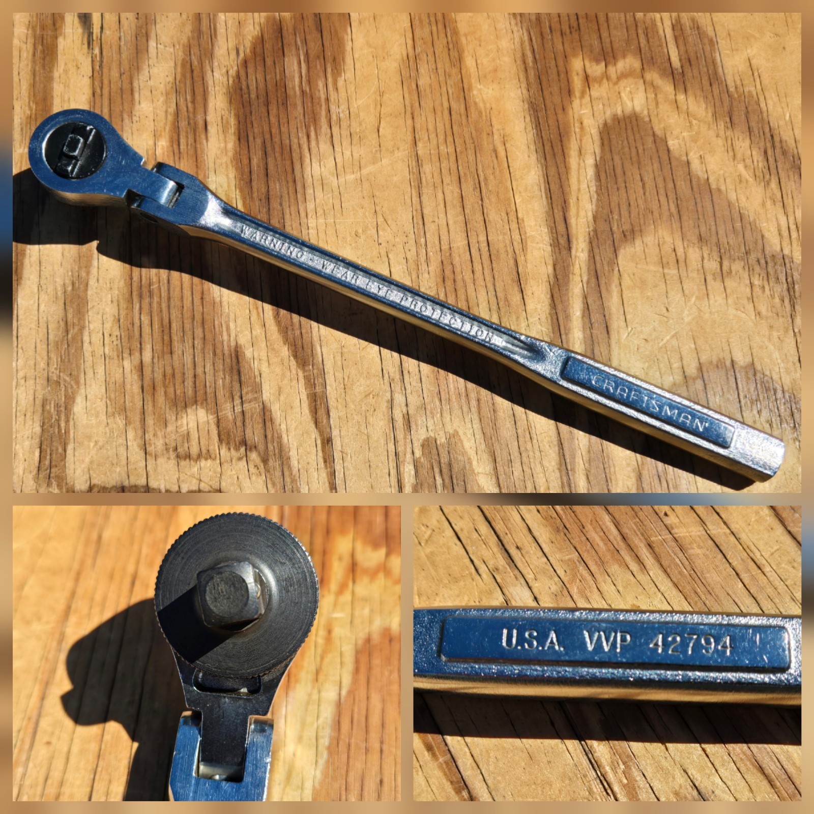 RARE Craftsman 3/8″ Dr. RHFT Flex Head Quick Release Ratchet VVP 42794 USA EXC