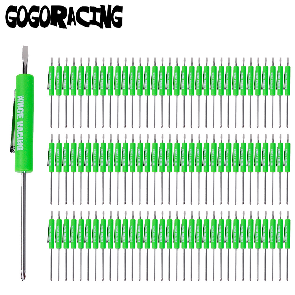 100Pcs Green Pocket Screwdrivers with Clip and Magnet – Phillips Slotted Flat