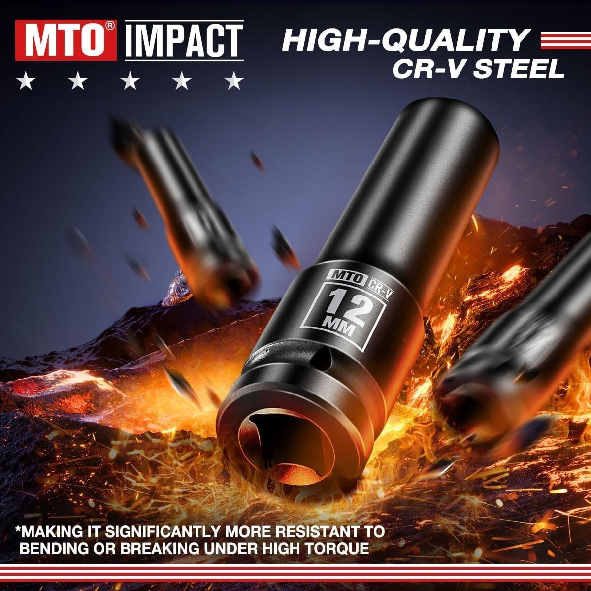 12mm Deep Impact Socket – 1/2″ Drive CR-V Steel, 6-Point Design for Durability