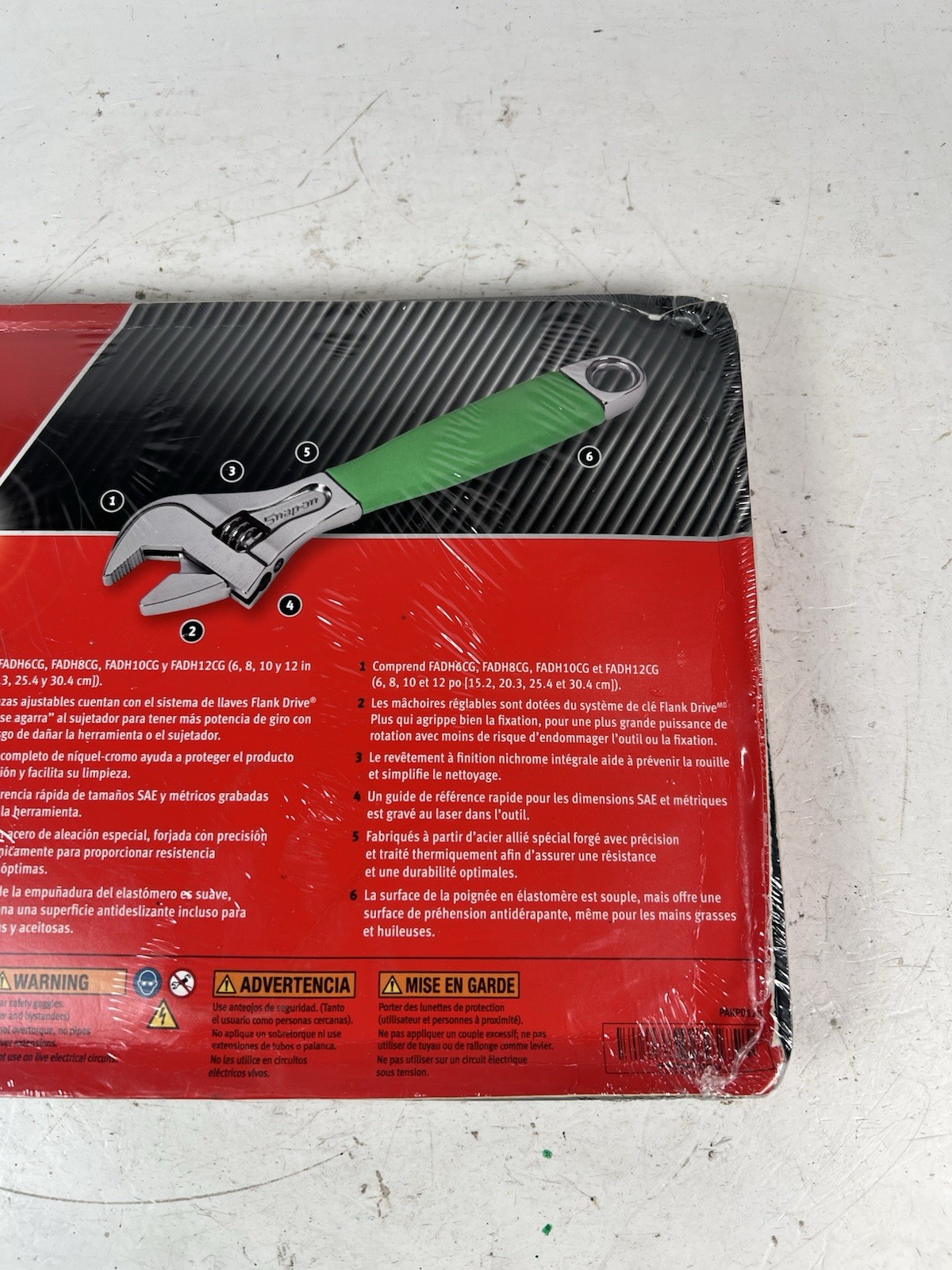 SNAP ON FADH704C G GREEN 6″ 8″ 10″ 12″ Flank Dr Plus Adjustable Wrench Set NEW