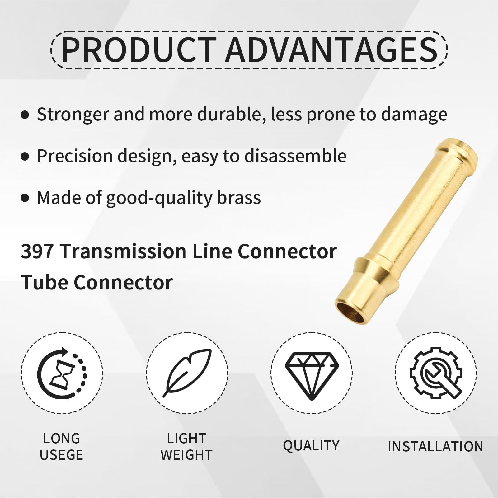 2pcs 397 Transmission Line Fitting, Brass 1.97 inches x 0.39 inches, Gold