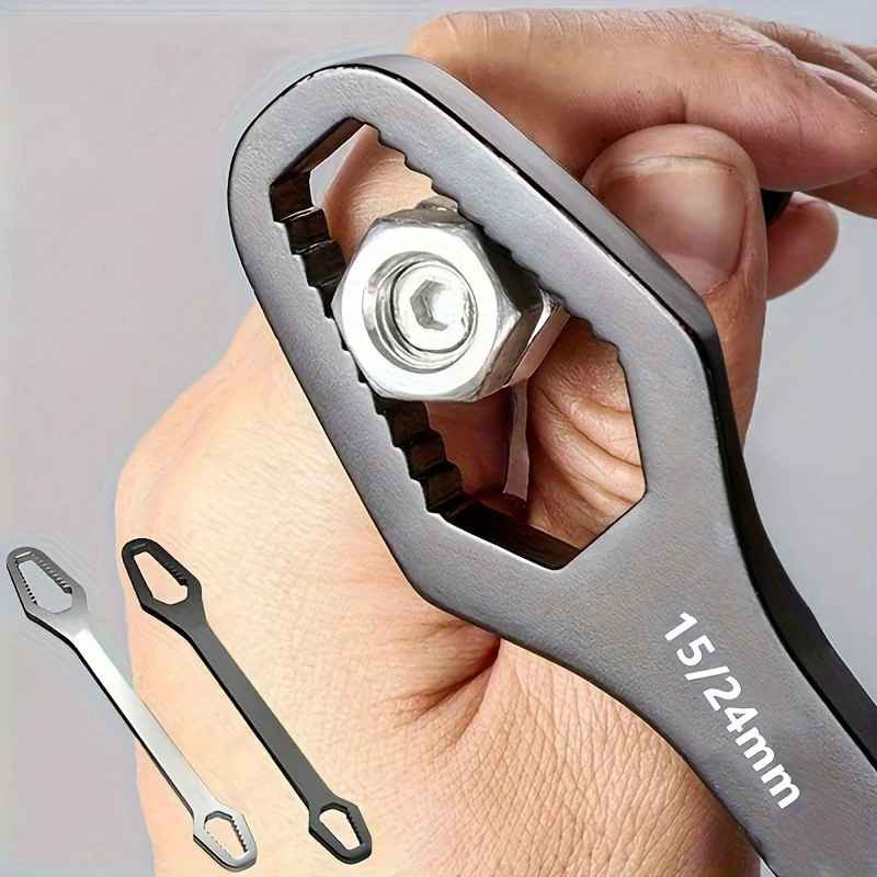 1pc Universal Double Ended Wrench, Self-Tightening 3-17mm Screw Nuts Repair Wren