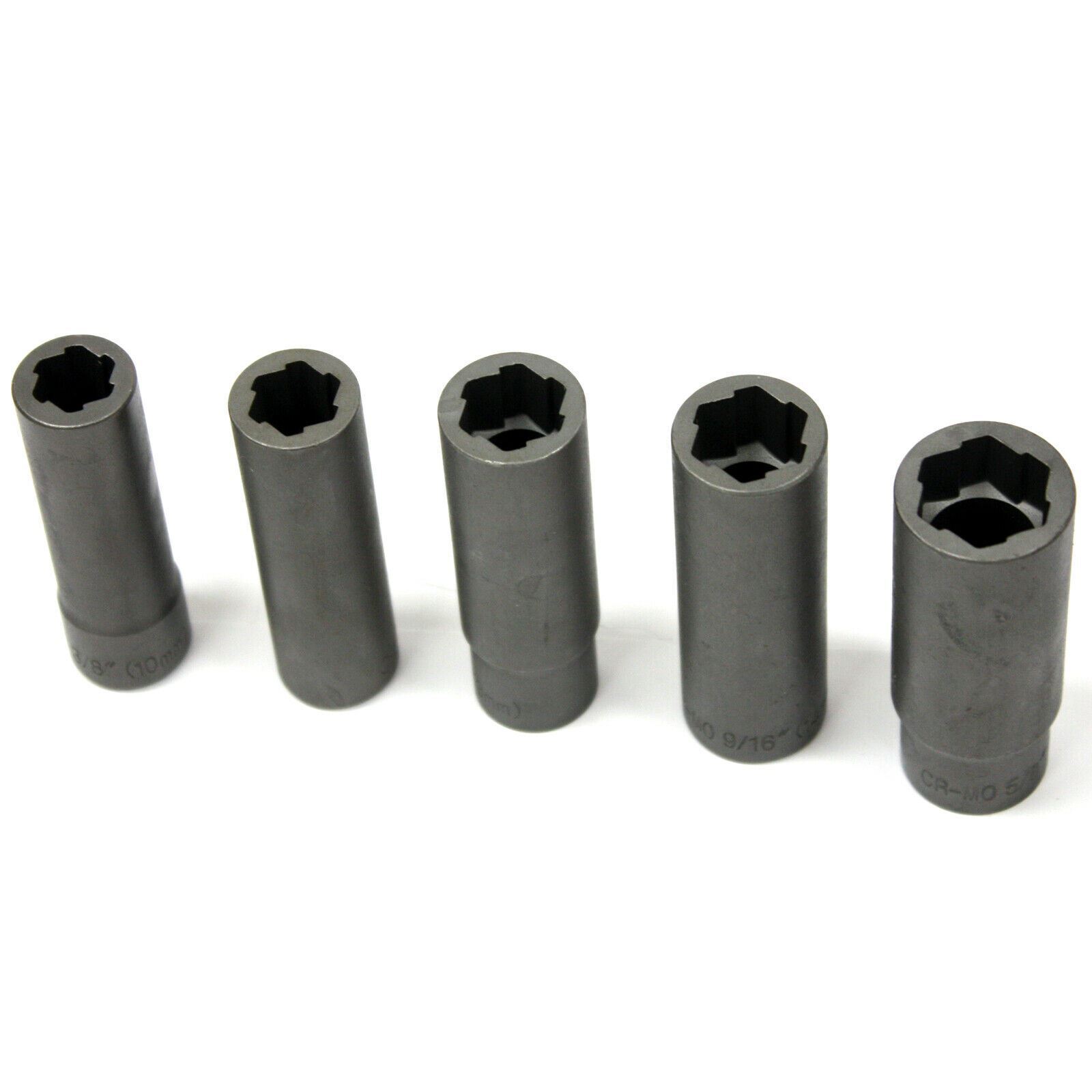 5pc SAE Metric Long Damaged Nut Bolt Remover Extractor Twist Socket Set 10-16mm