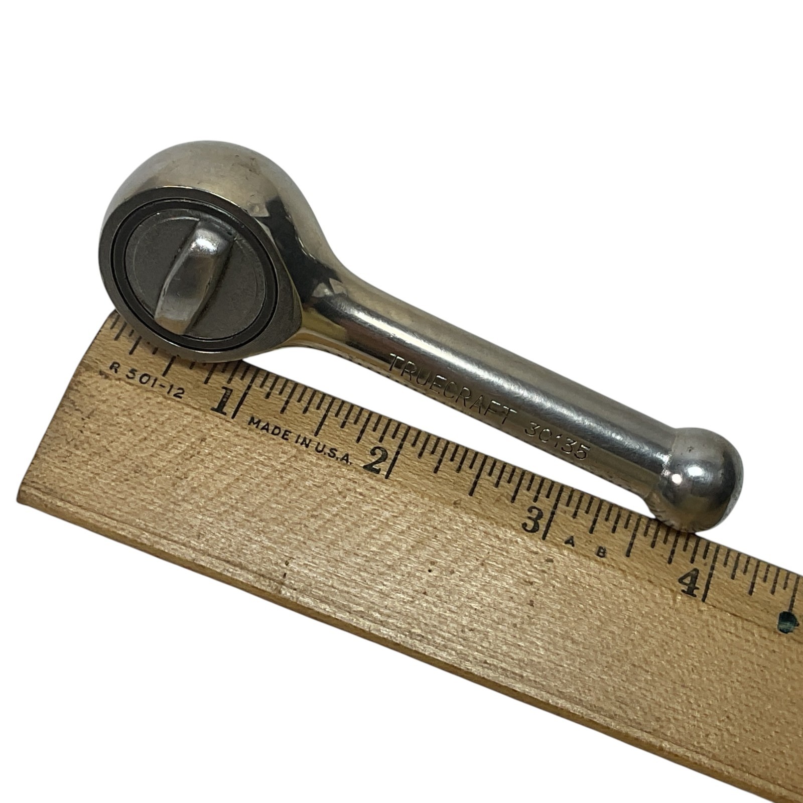 Truecraft 30135 3/8″ Drive Stubby Ratchet Chrome Round Head Japan Tool Mechanic