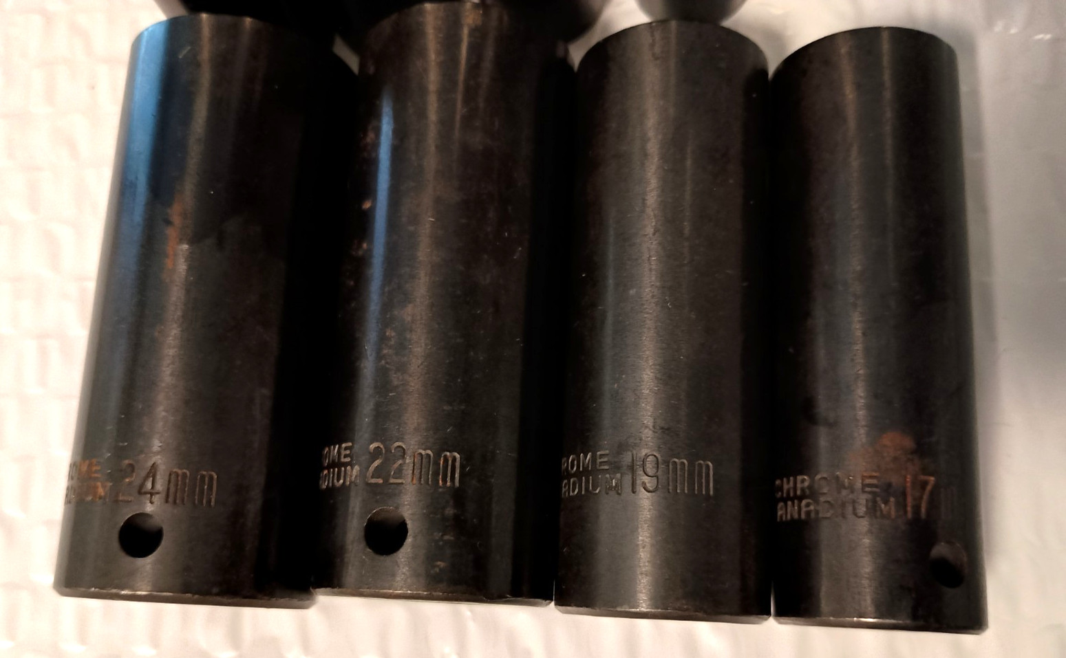 CHROME VANADIUM, 9 PC 1/2″ DR IMPACT SOCKET SET, 9 PCS. 10MM. to 24MM., 3″ DEEP