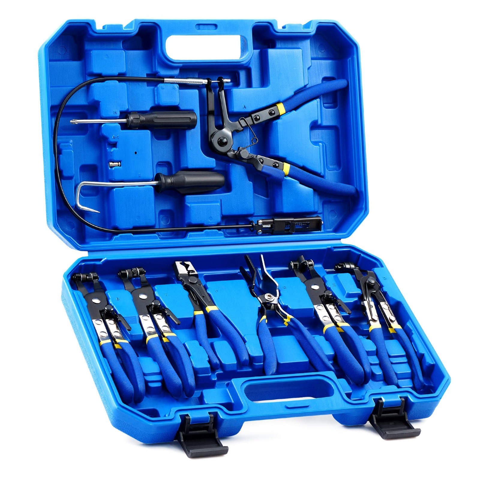 9pcs Hose Clamp Pliers Set for Fuel Oil Water Hoses, Long Reach Remover Kit, Fle