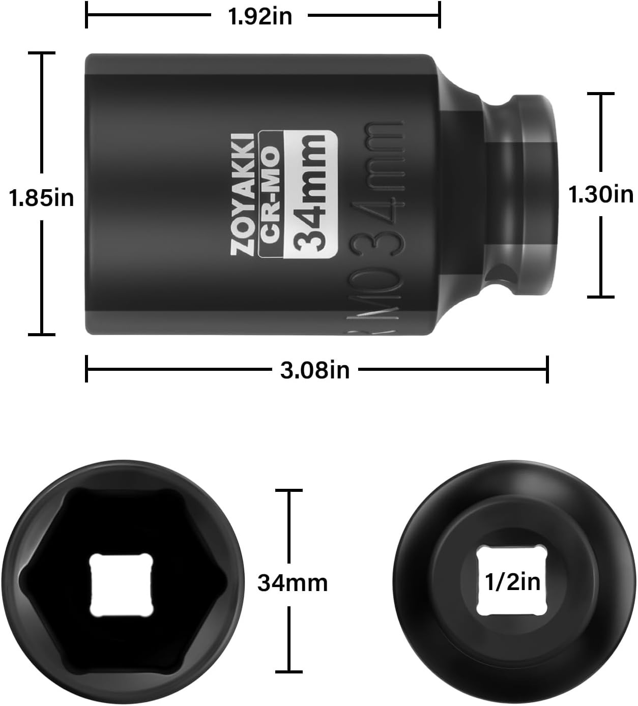 Chrome Molybdenum 1/2-Inch Drive 34 mm Deep Socket – Ultimate Grip & Durability