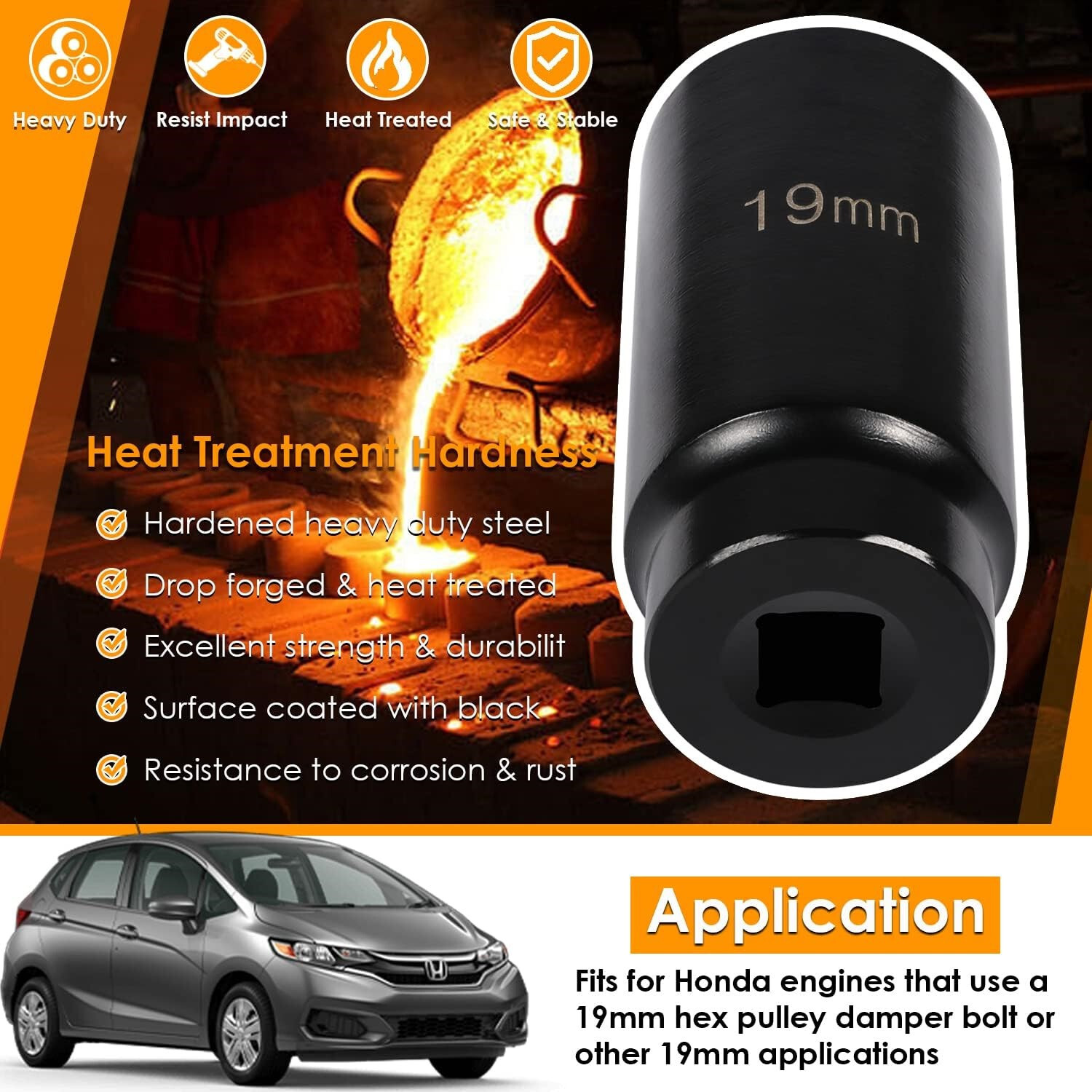 Harmonic Balancer Socket Tool 17mm 19mm 22mm 24mm for Honda Toyota Ford GM LS