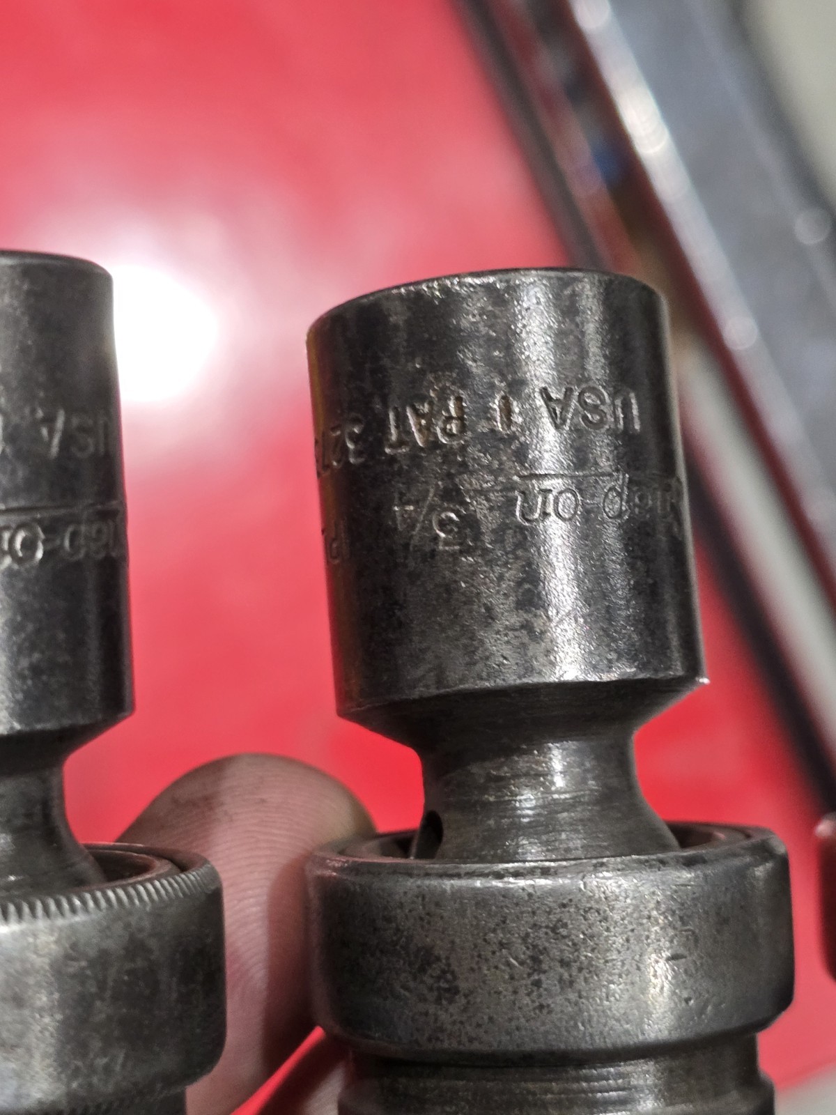 SNAP ON 1/2 DRIVE UNIVERSAL SWIVEL IMPACTS IN SAE. 4 PIECE SET WITH BONUS DEEP