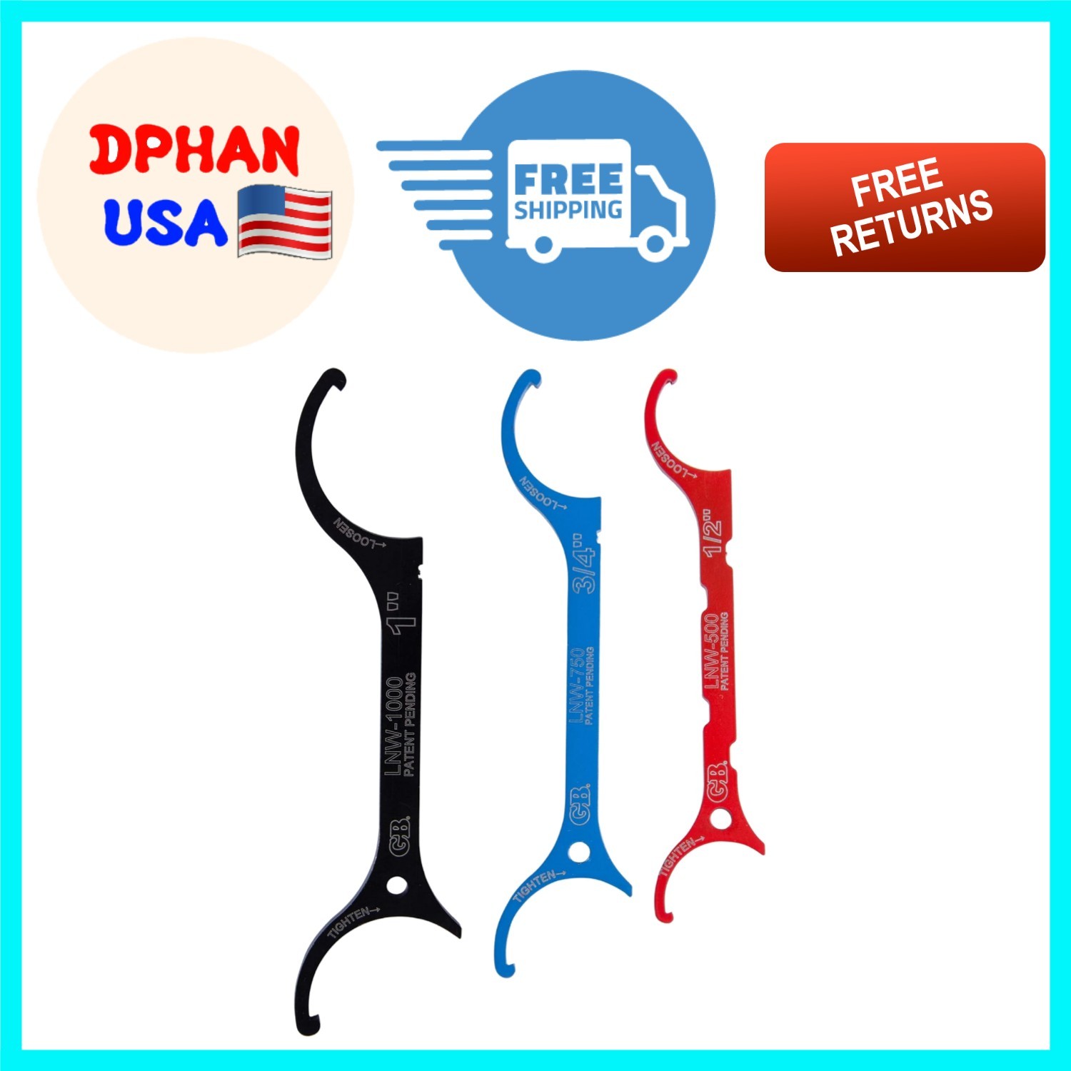 Versatile 3-Piece Locknut Wrench Set – Easy Identification and Maneuvering