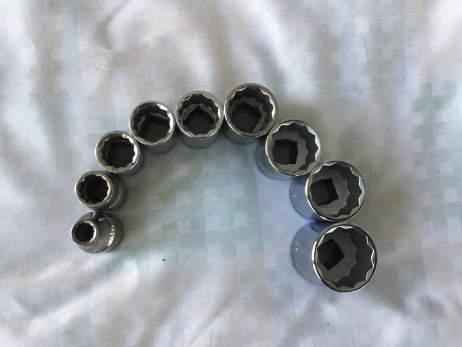 9 Pc CRAFTSMAN 3/8 Drive -G- SAE 12pt Sockets 1/4” – 13/16” Shallow USA