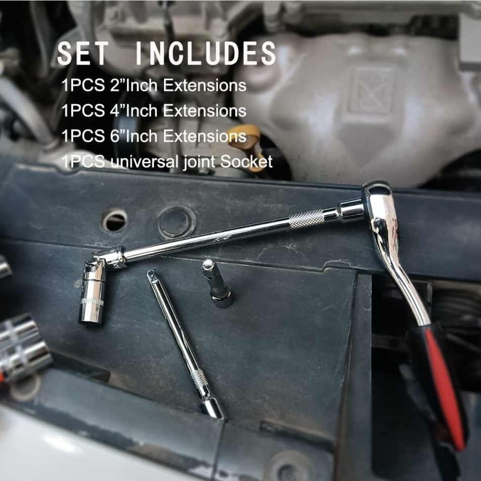 4 Piece 1/4 Inch Drive Extension Bar Set, 1/4 Inch Drive Socket Extension Set.