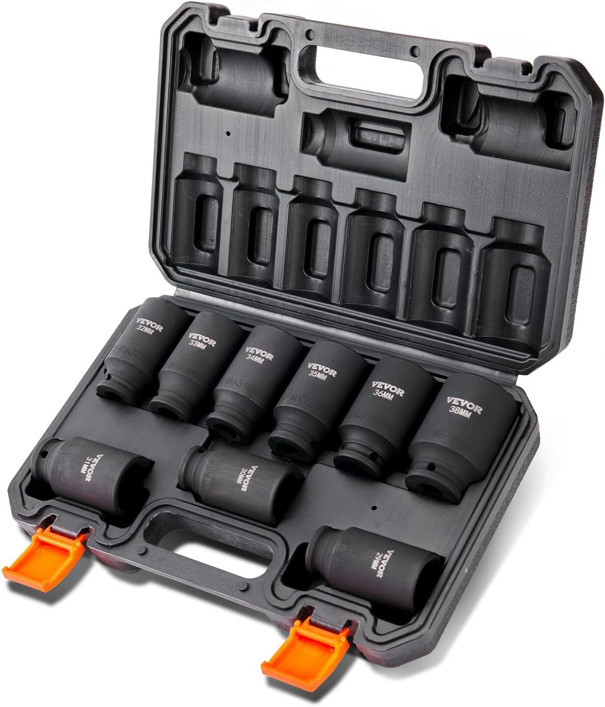 1/2″ Drive Impact Socket Set, 9 Piece Deep Socket Set Metric 29-38mm