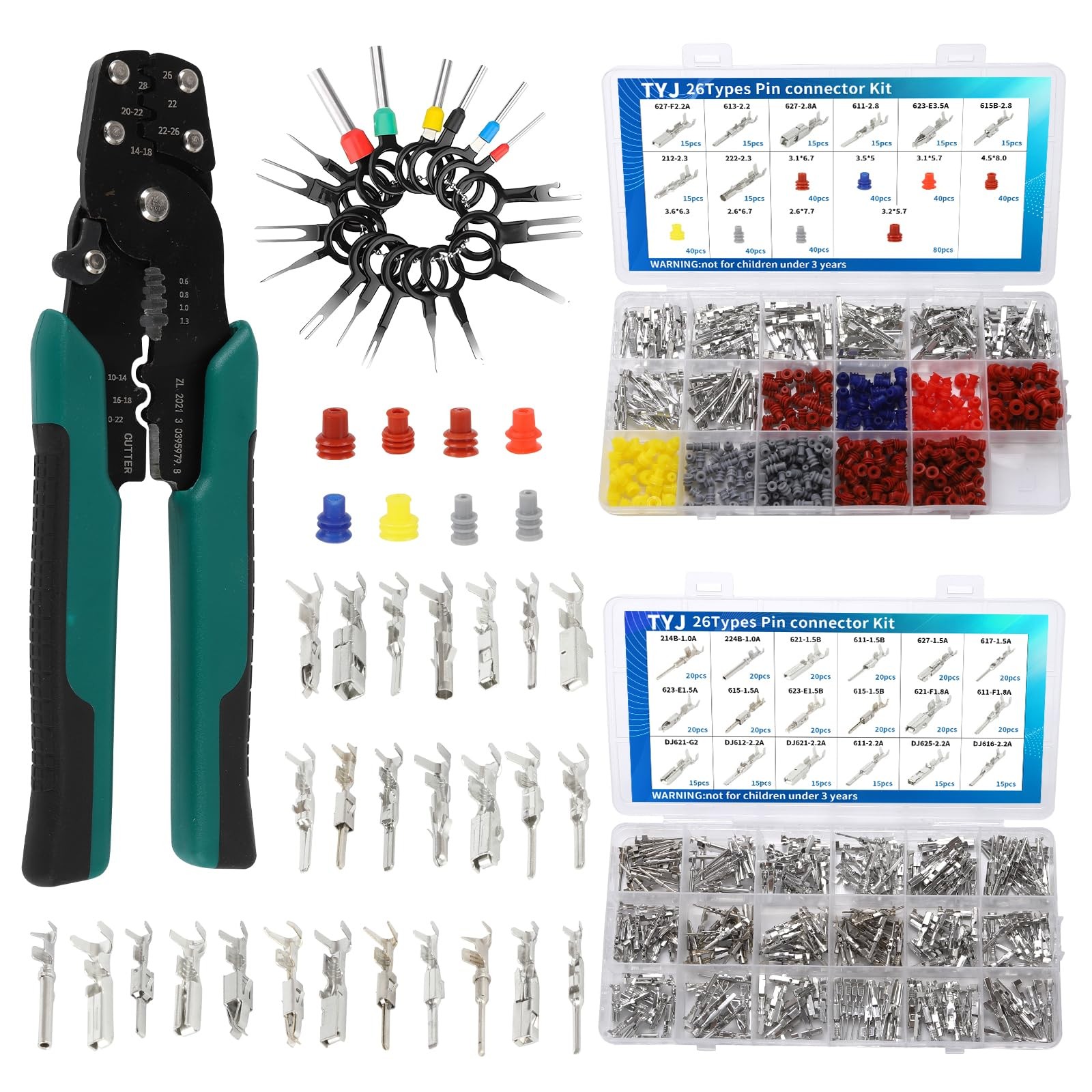 812Pcs Pin Connector Kit 1.5mm, 1.8mm, 2mm, 2.2mm, 2.3mm, 2.8mm, 3.5mm, black
