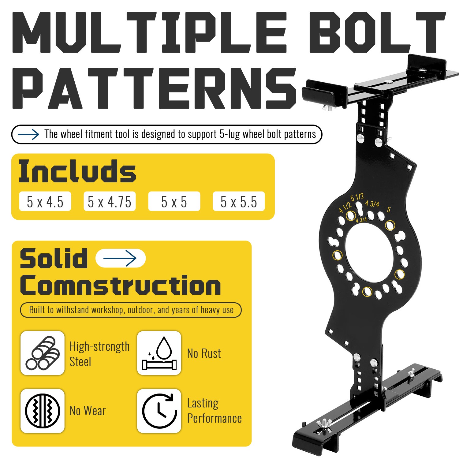 5-Lug Pattern 14″-22″Wheel Fitment Simulator Tool Tire Size For Measuring Mockup