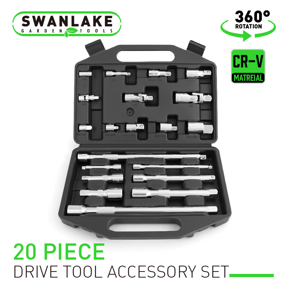 20Pc Drive Extension Bar Set Socket Wrench1/4″ 3/8″ 1/2″ universal joint coupler