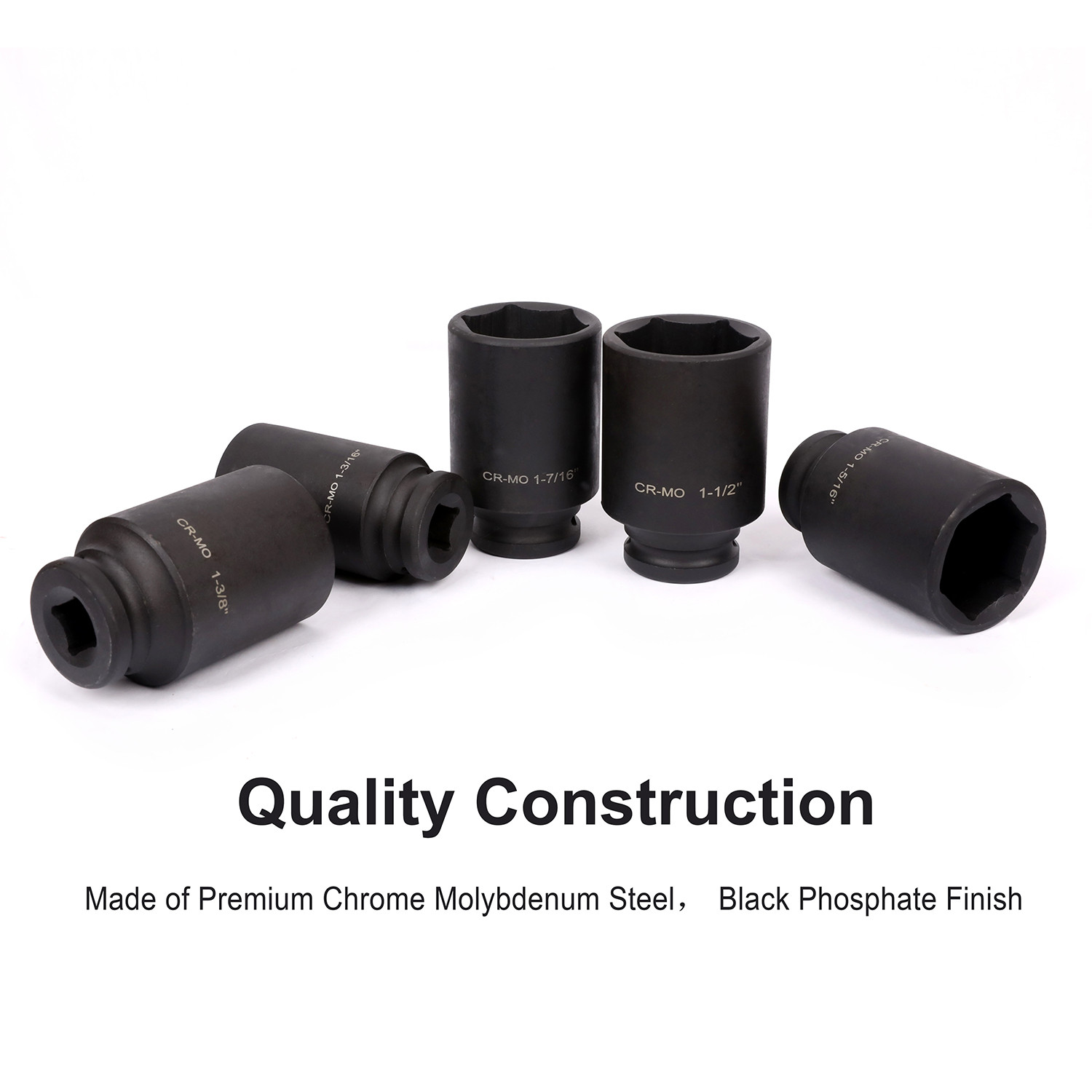 1/2-Inch Drive Deep Spindle Axle Nut Impact Socket Set Cr-Mo 6-Point 1/2″