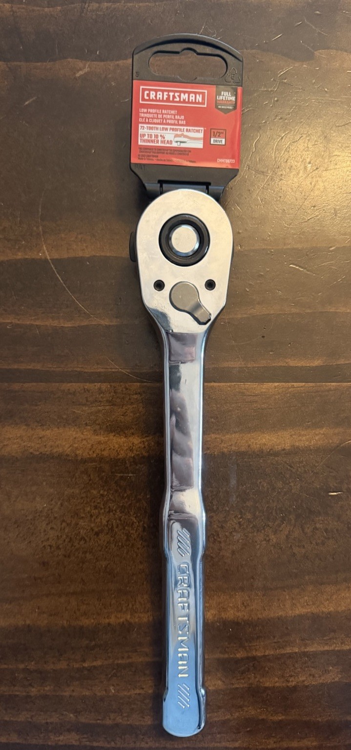 CRAFTSMAN 72-Tooth 1/2-in Drive Full Polish Low Profile Ratchet