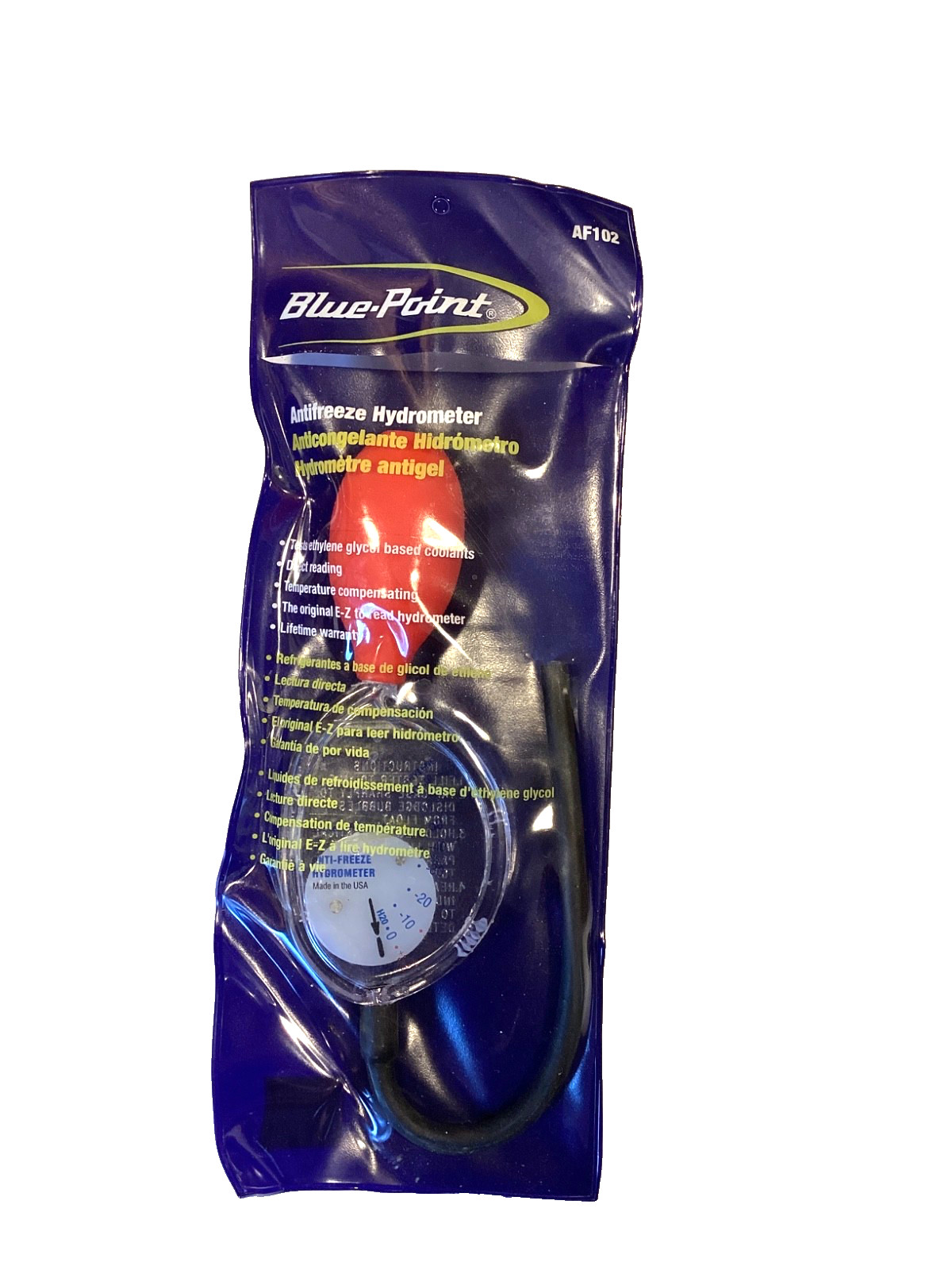 BLUE POINT By SNAP ON NEW AntiFreeze Hydrometer With Storage Pouch EZ Read AF102