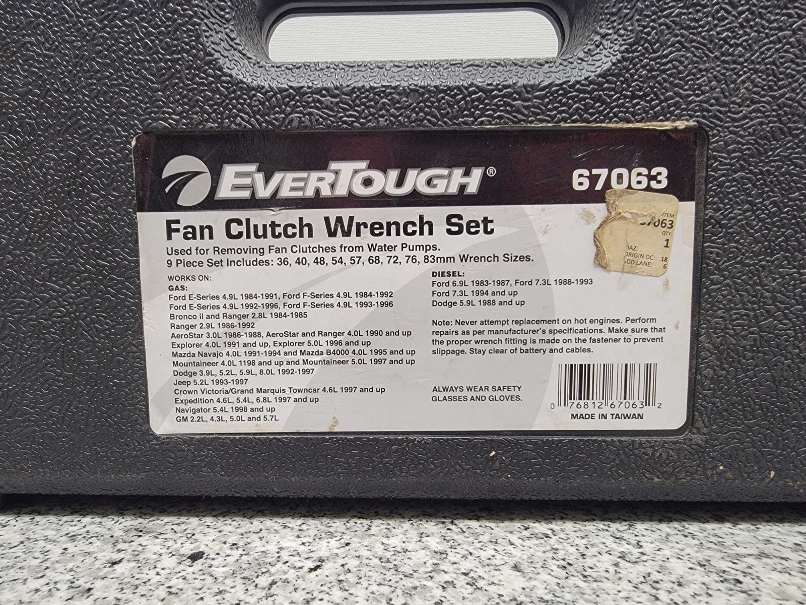 EverTough #67063 Fan Clutch Wrench Set With Hard Case