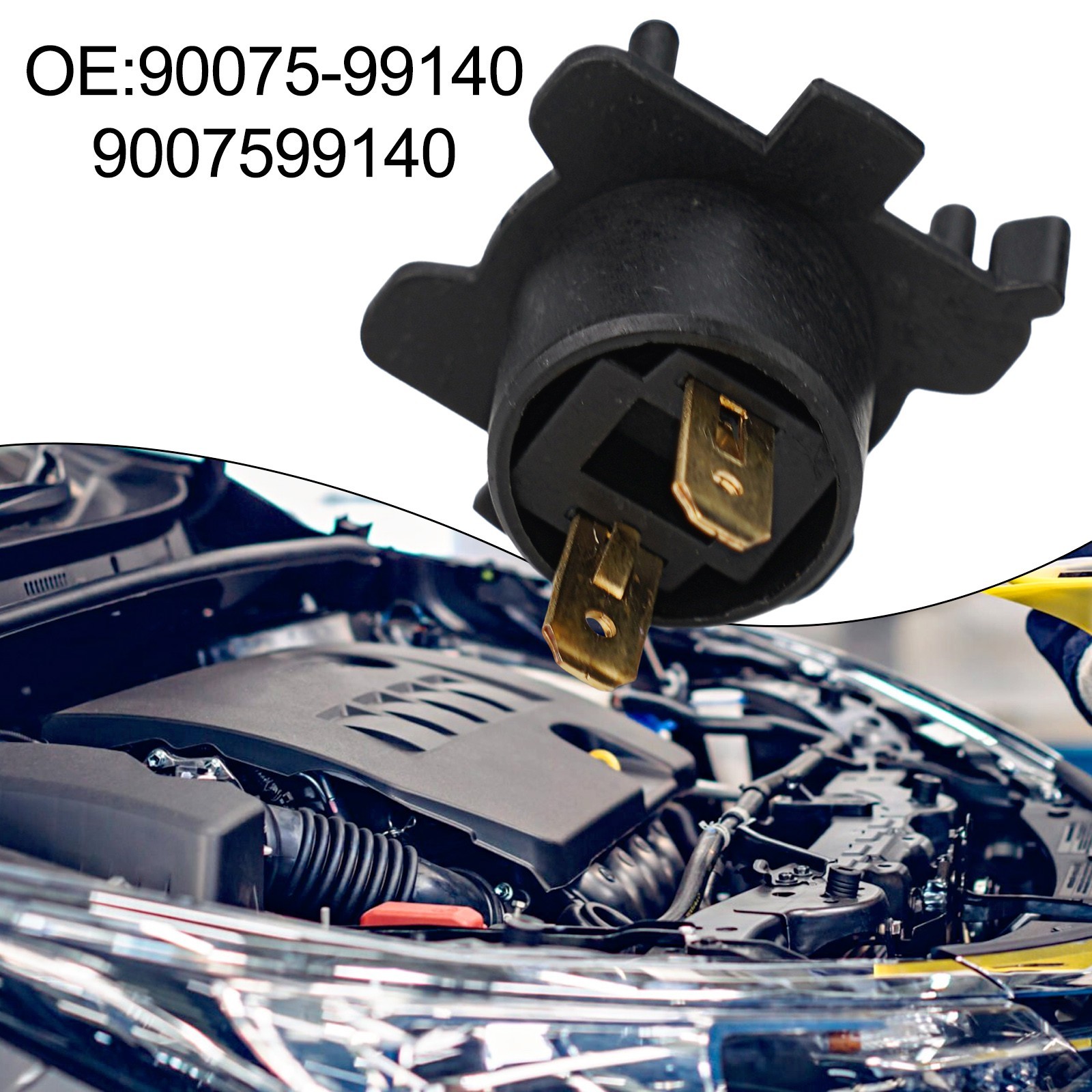 Headlight Socket 90075-99140 9007599140 Metal Plastic Replacement 2 Pin