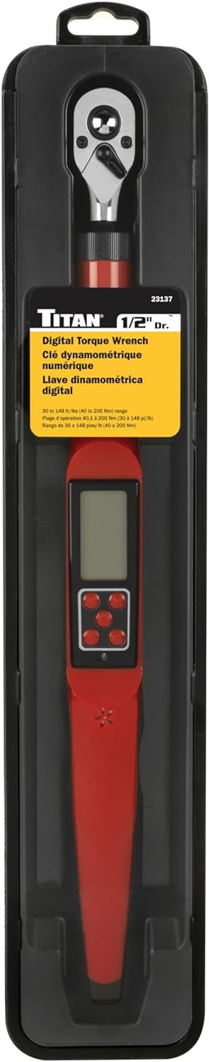 Titan Tools 1/2-Inch Drive X 16-1/2-In Digital Torque Wrench, 30-148 Ft/Lb 23137