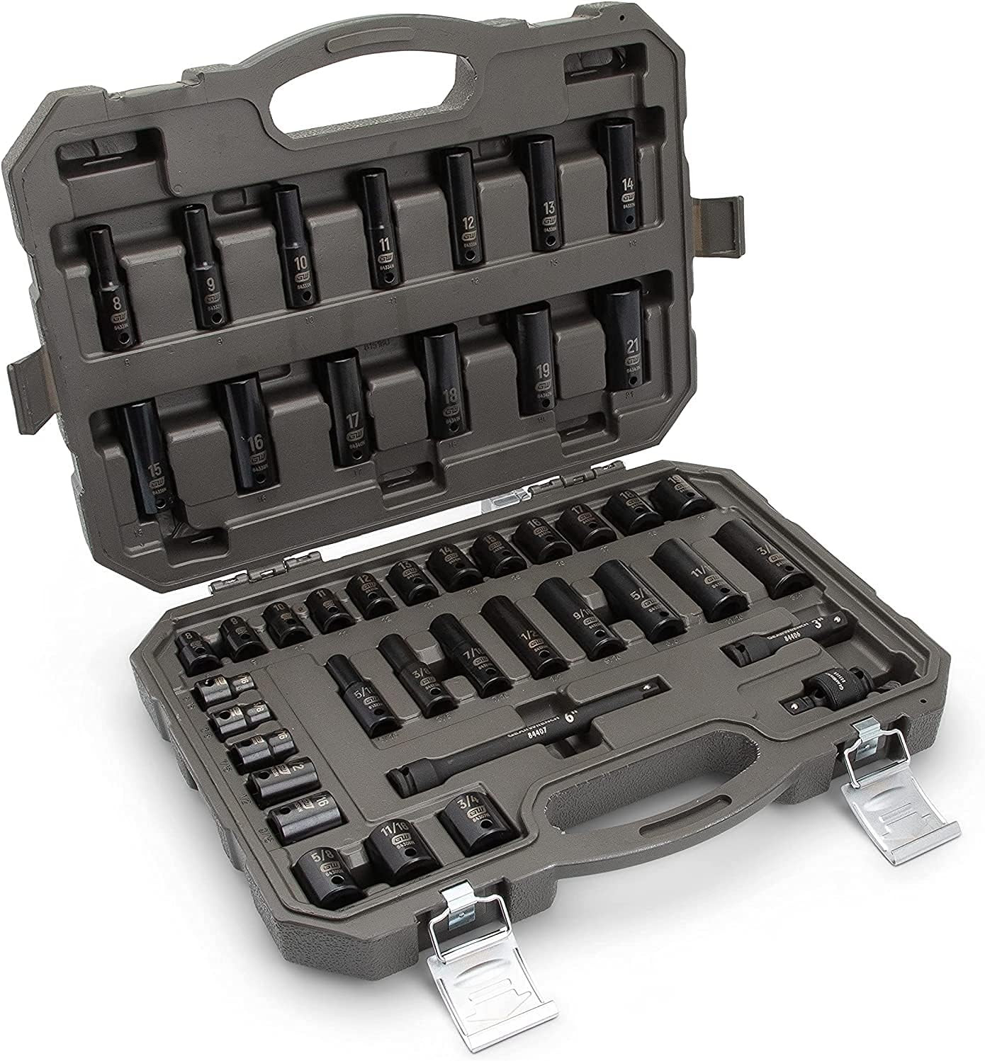 GEARWRENCH 44 Pc. 3/8″ Drive 6 Point Standard, Deep Impact SAE/Metric Socket Set