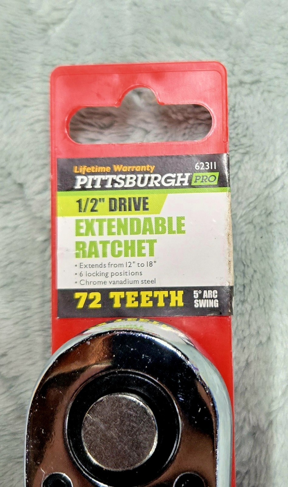 Pittsburgh Pro 62311 1/2″ Drive Extendable Ratchet 12″ to 18″ 72 Teeth 5°Arc…