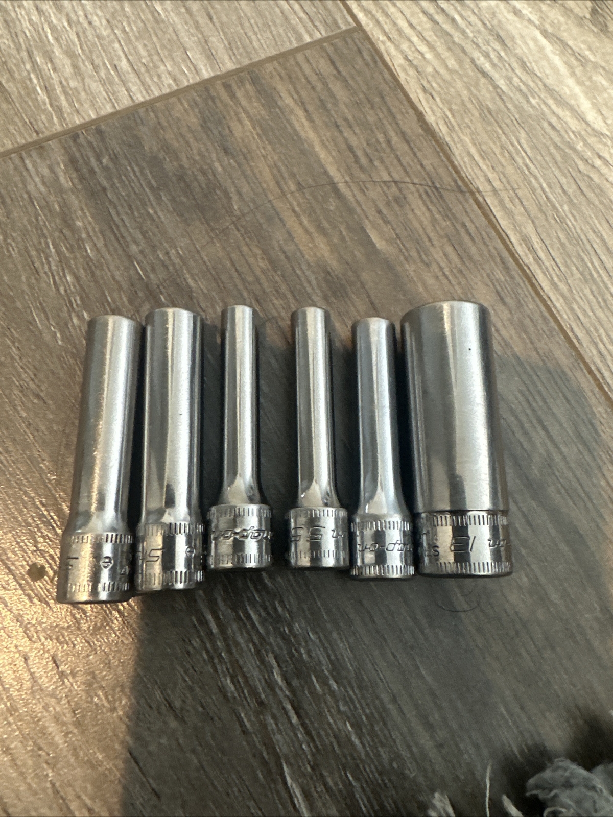 SNAP-ON 6PC. Metric Deep 1/4in Drive 6-Point on a rail Flank Drive Socket Set