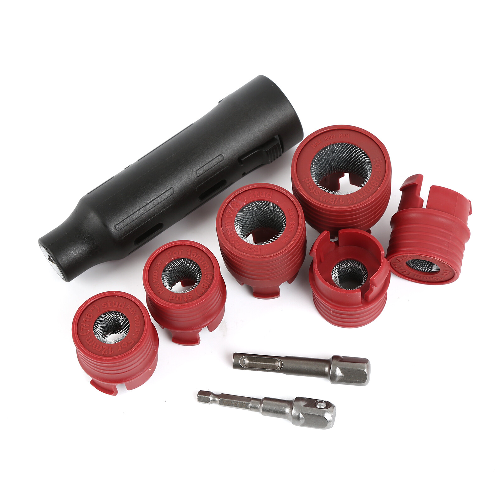 8pcs Car Wheel Stud Cleaner Tool Set for Removing Rust and Debris, 1/4 inch Hex