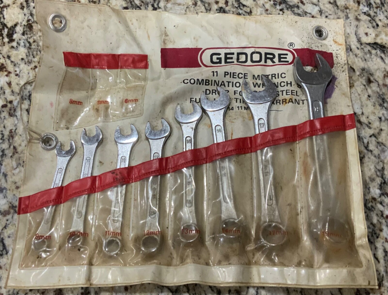 Gedore 8 Piece No. 14 12 Pt. Combination Metric Wrench Set Vintage Drop Forged