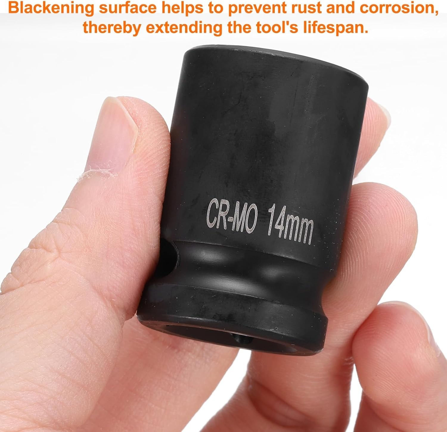 4 Point Square Socket 1/2″ Drive 14mm Impact Socket CR-MO Blackening