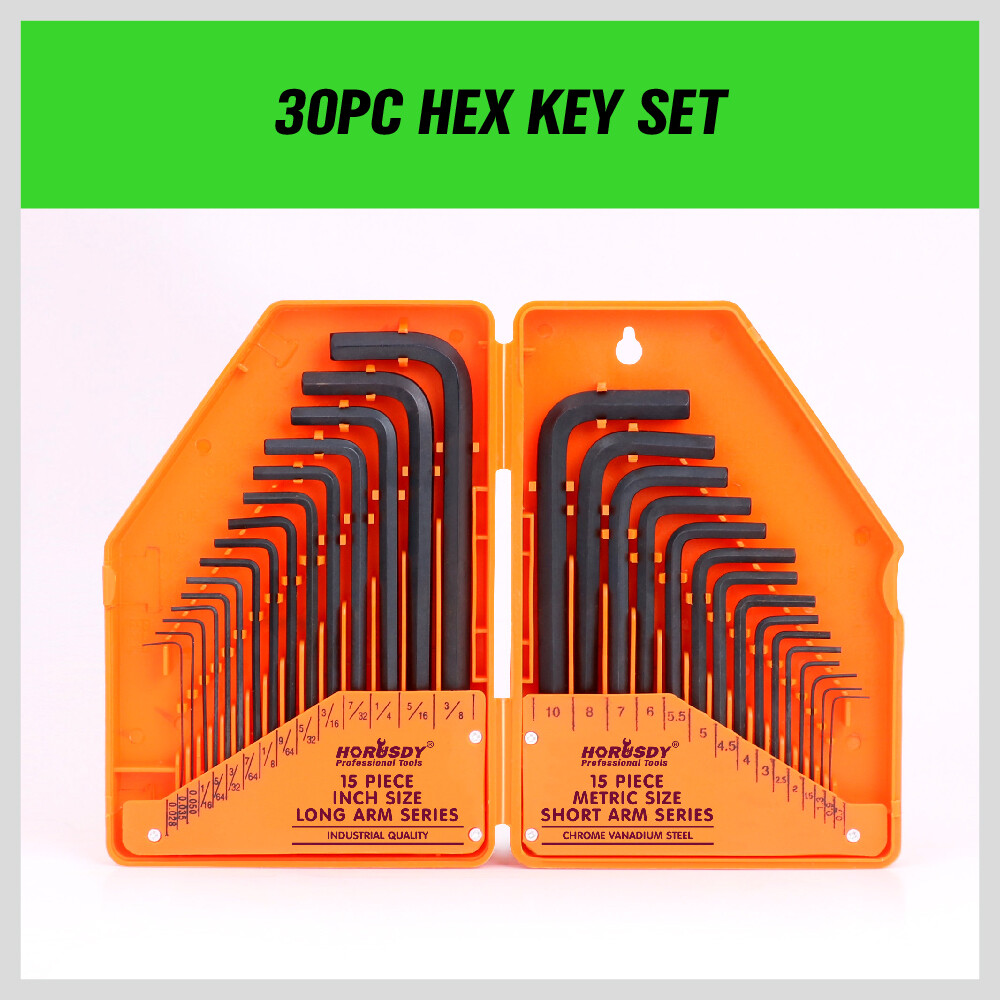 Allen Wrench Hex Key Set 31PC SAE METRIC Long Short Arm with Case FREE SHIP NEW