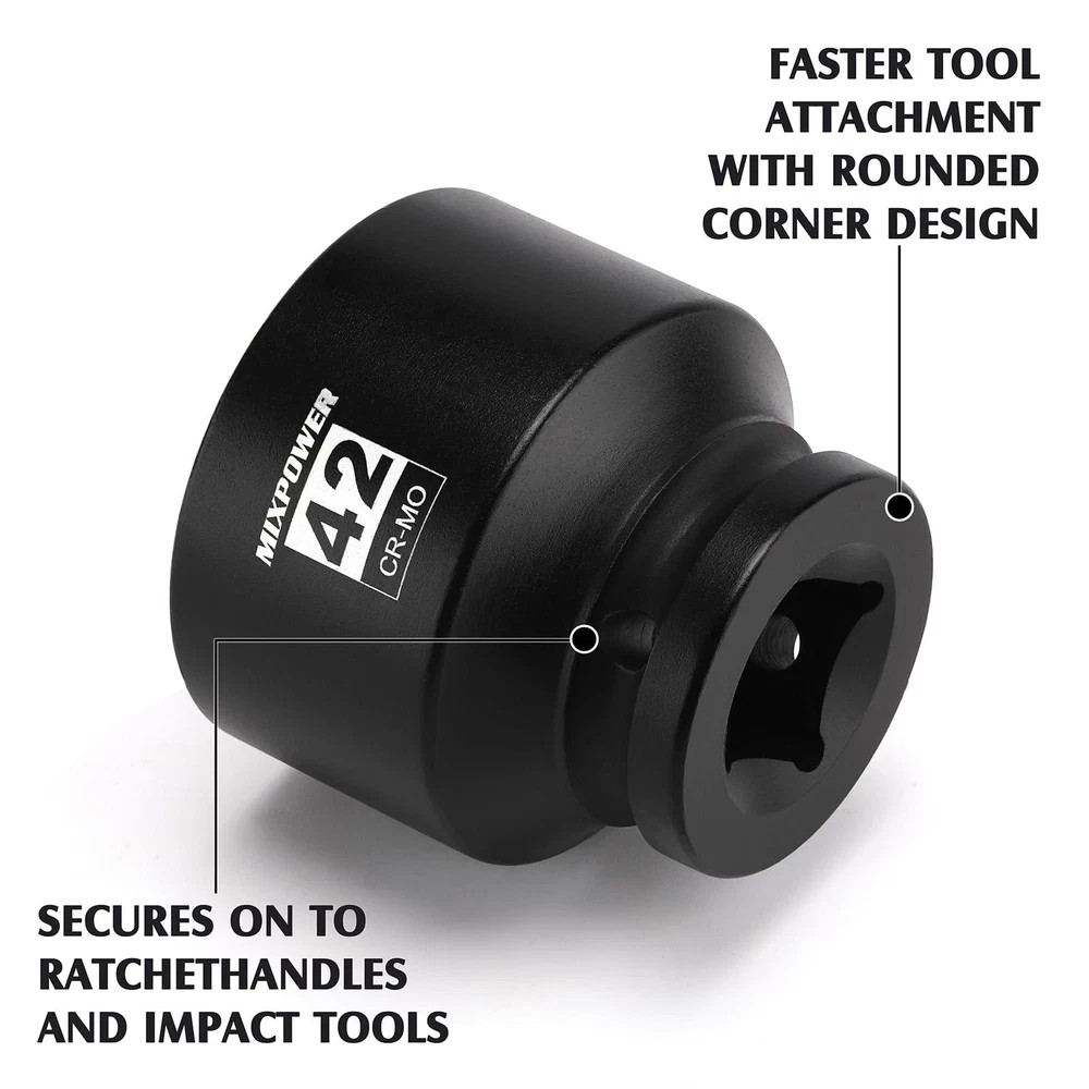 3/4″ Drive Shallow Impact Socket, 42mm, CR-MO, Metric, 42mm