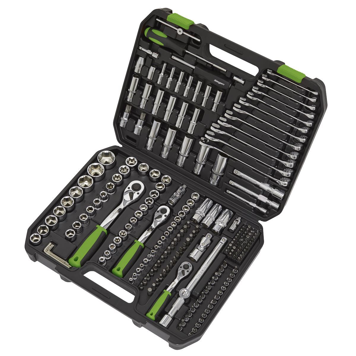 Sealey Socket Set 219pc 1/4″ 3/8″ 1/2″ Drive WallDrive Metric 4-32mm Siegen