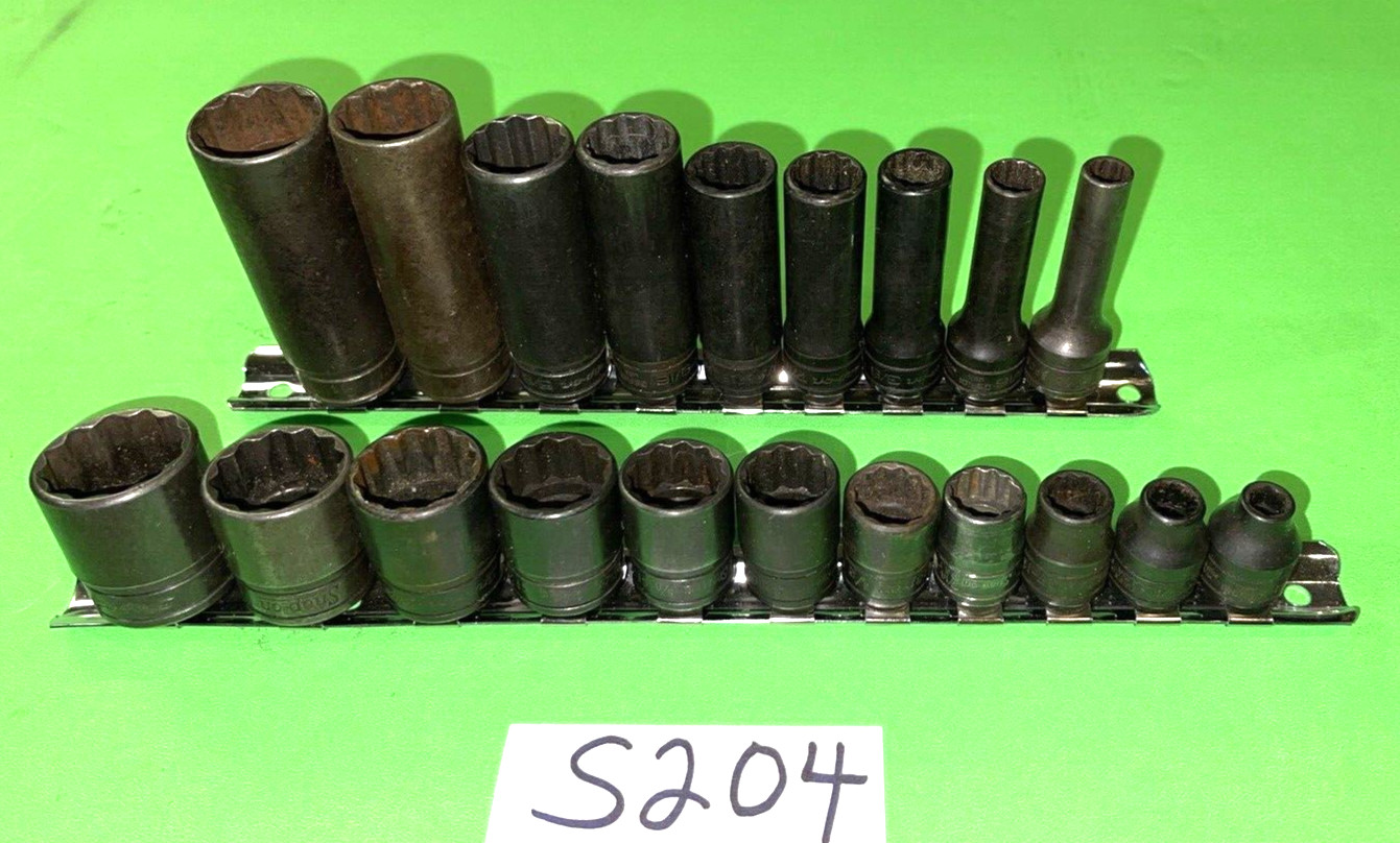 SNAP- ON TOOLS 20 PIECE 3/8 DRIVE SHORT & DEEP SAE. SOCKET SETS 12 POINT