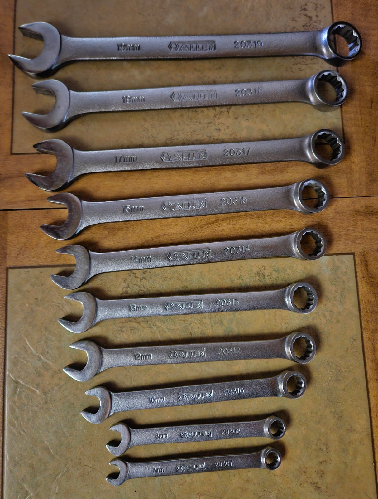 Allen Metric Open End Box End Combination Wrenches (set 10 ) 7mm-19mm