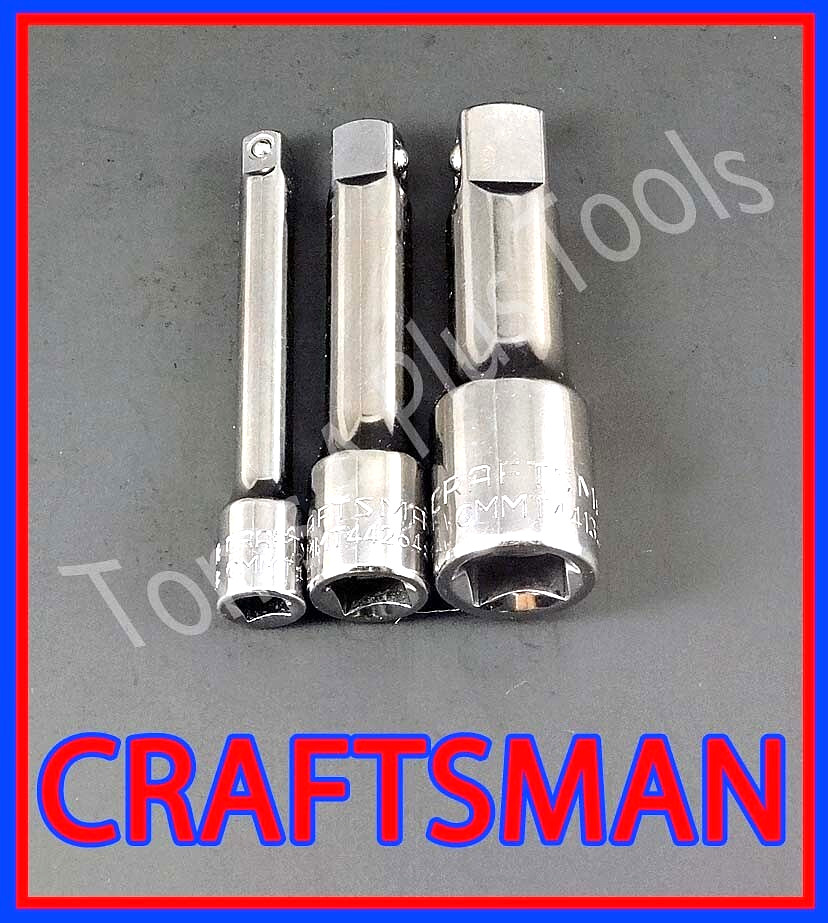 CRAFTSMAN HAND TOOLS 3pc 1/4 3/8 1/2 3 inch ratchet wrench socket extension set