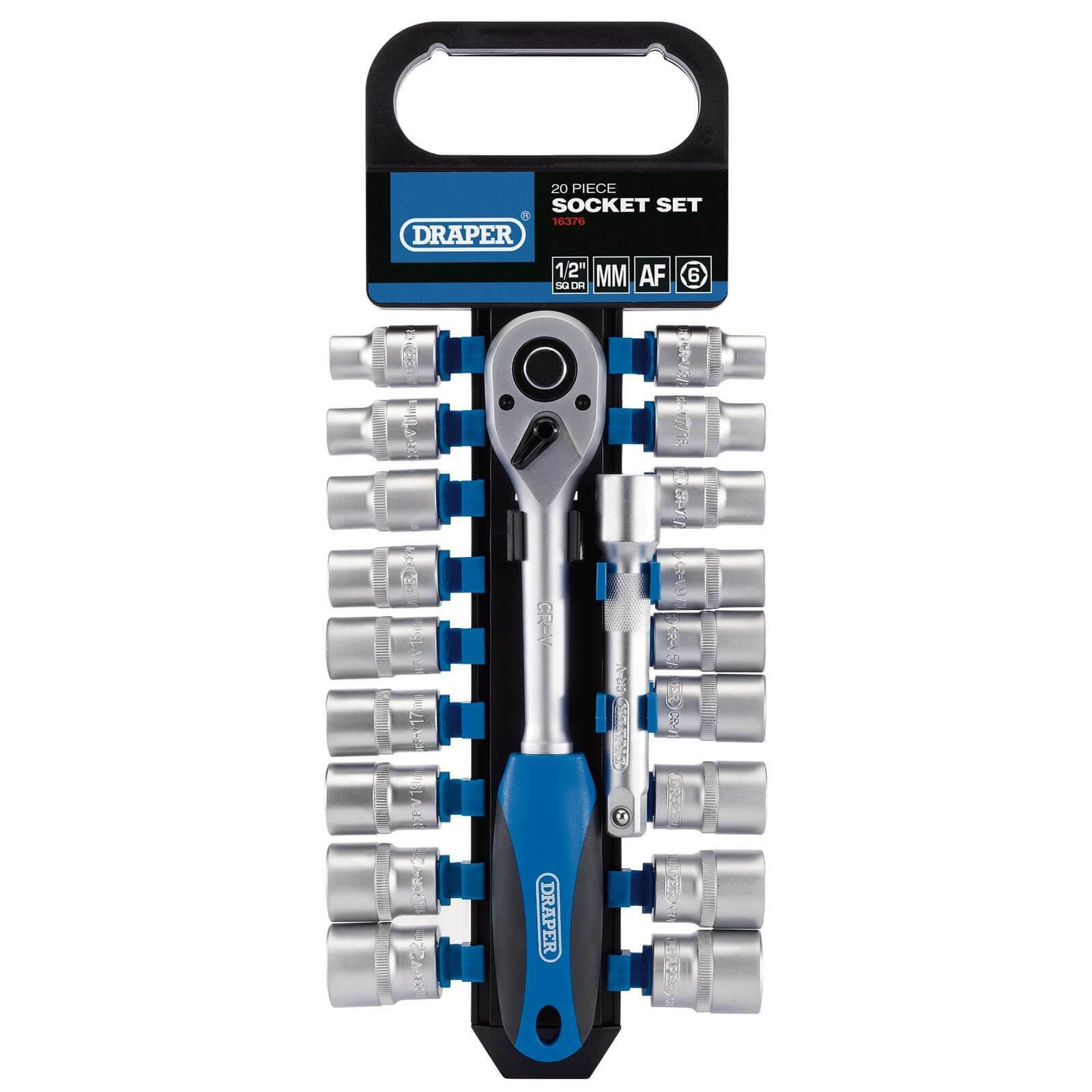 Draper 20 Piece 1/2″ Drive Hex Socket Set Metric and Imperial