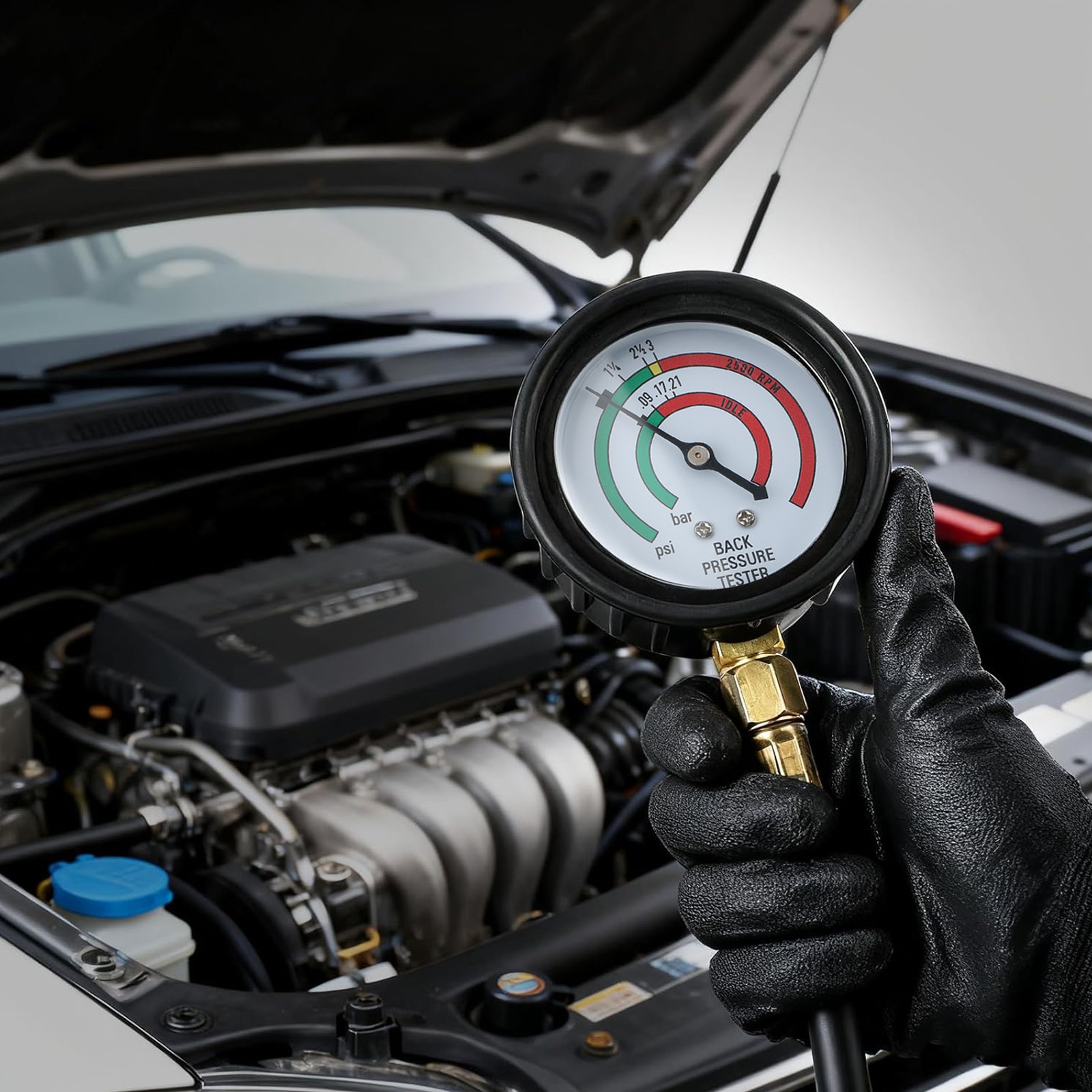 Exhaust Back Pressure Tester Gauge Kit w/ Adapter Diagnoses Catalytic Converter