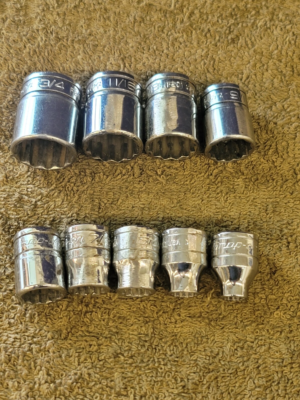 9 Snap-on F241 201 081 Sae Socket Set 3/8″ Drive 3/4 11/16 5/8 9/16 1/2 5/16 1/4