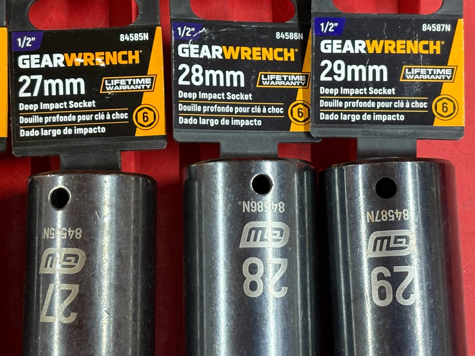 LOT OF 18 GEARWRENCH METRIC 1/2″ DRIVE DEEP IMPACT SOCKETS SET 12MM UP TO 29MM