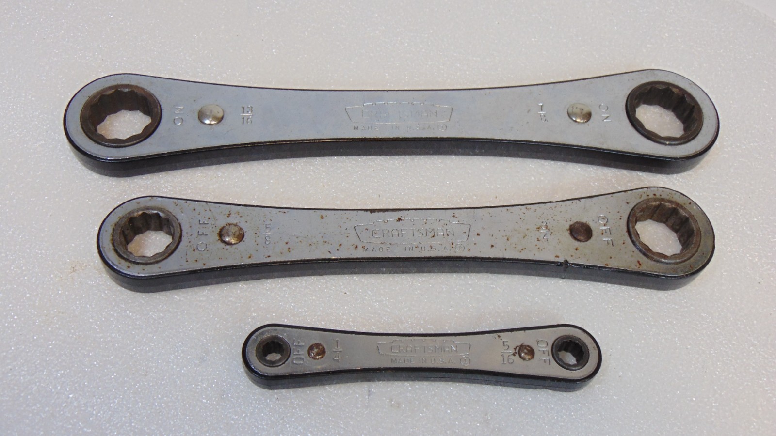 Craftsman Double Box End Ratcheting SAE Wrench USA 1/4 5/16 5/8 3/4 13/16 7/8