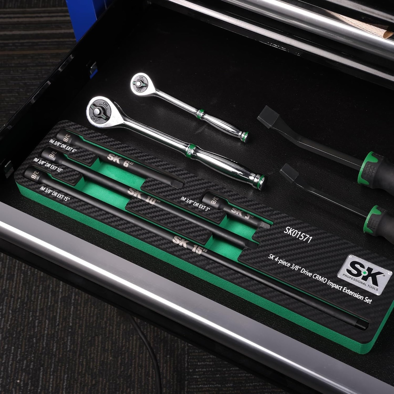 SK 4-Piece Impact Socket Extension Set, 3/8″ Drive, 3″, 6″, 10″, 15″ Extension