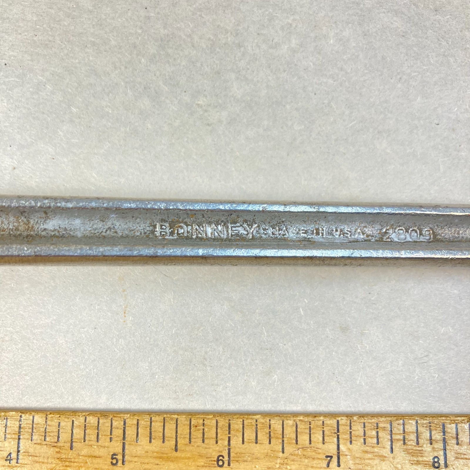 Vintage Bonney 7/8″-15/16″ Wrench Box End SAE 12 Point Square Handle #2809 USA