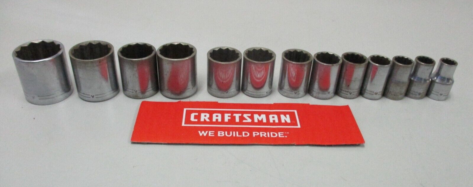 Craftsman 13pc =V= Series 1/2″ Drive 12 Point SAE Socket Set 7/16 to 1-1/4