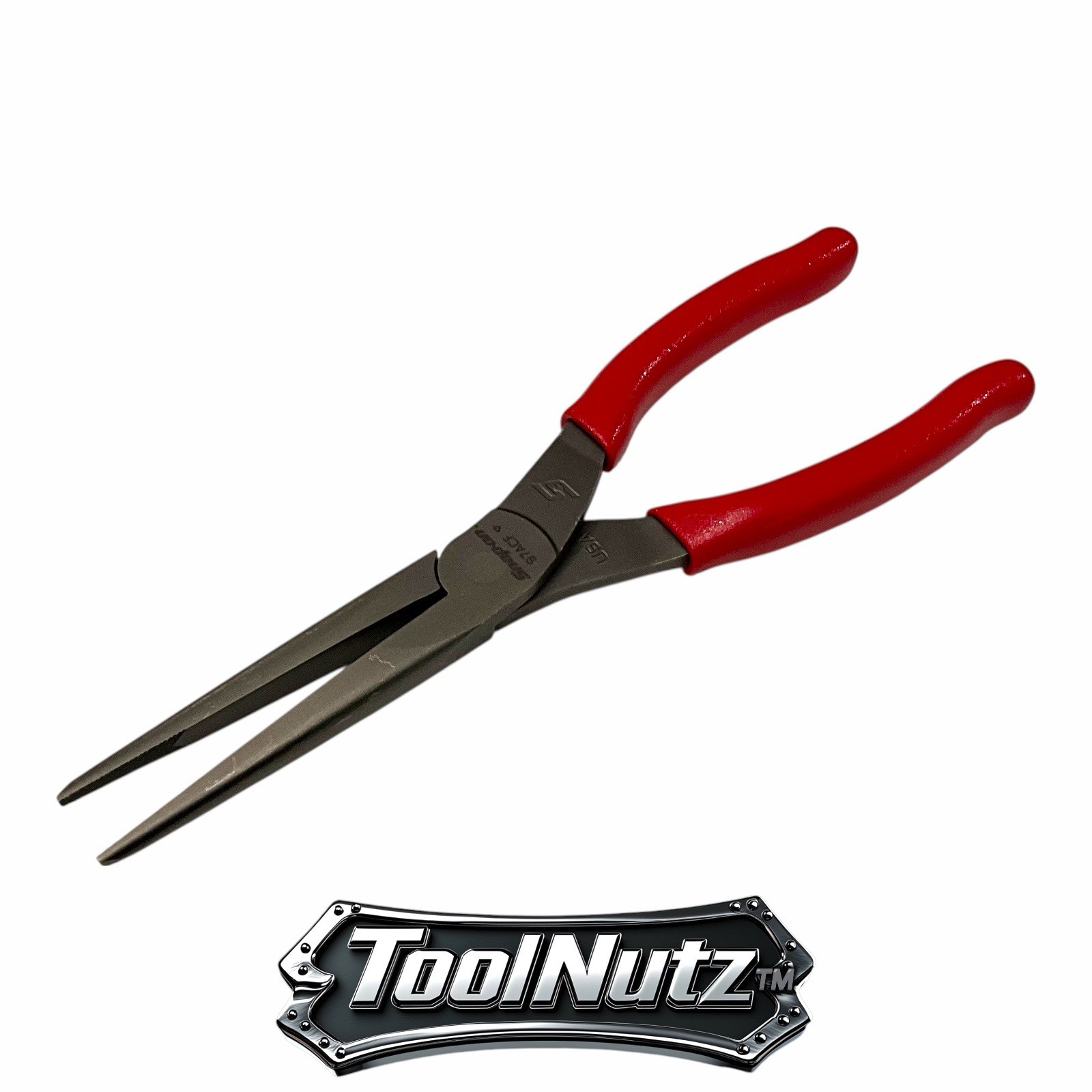Snap-on Tools NEW 97ACF 9″in. RED Soft Grip Rounded Jaw Needle Nose Pliers USA