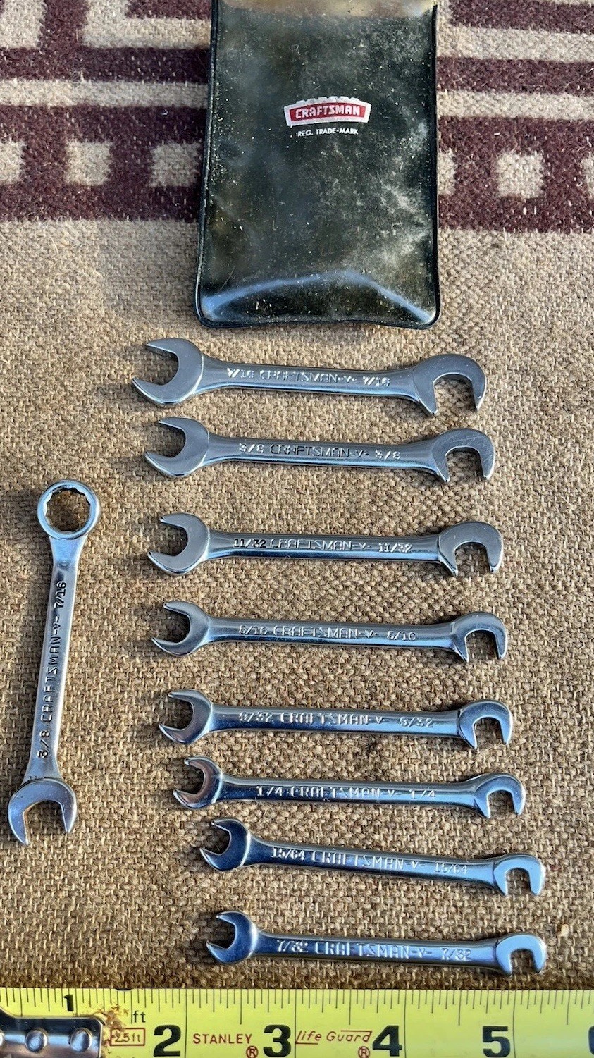 Vtg 8pc Craftsman 4306 SAE Open End Ignition Wrench Set USA +Extra 3/8 Combo -v-