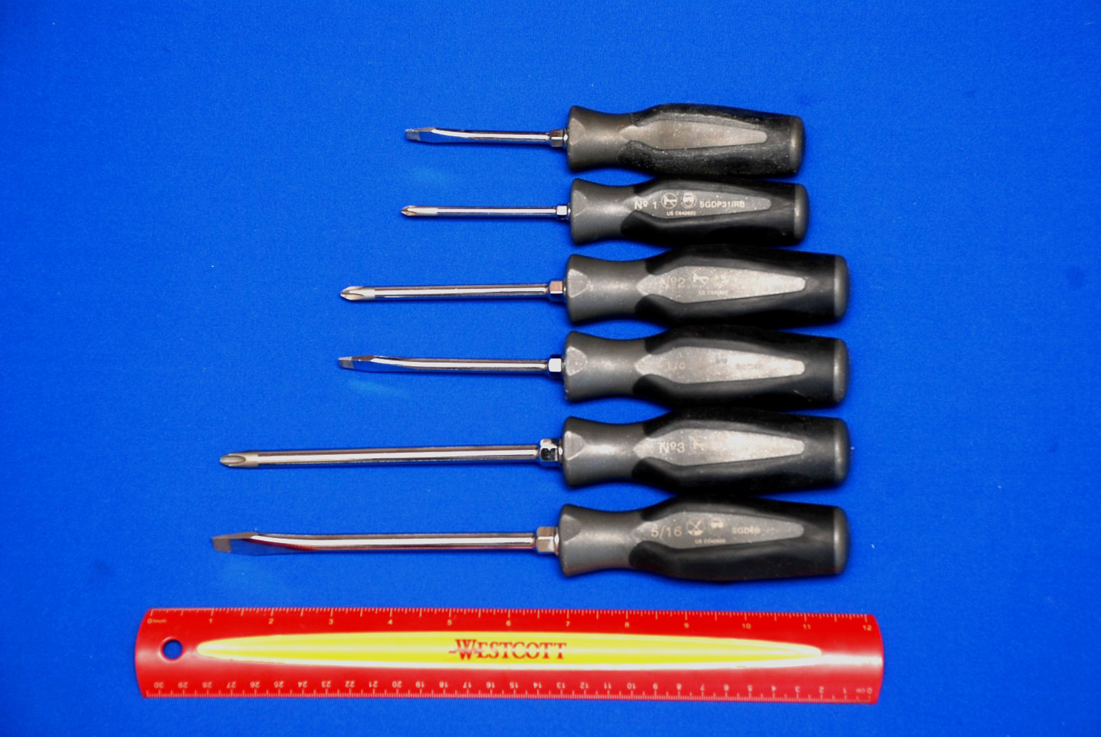 Snap-on Excellent 6 Pc Dark Titanium Combo Instinct Soft Grip Screwdriver Set