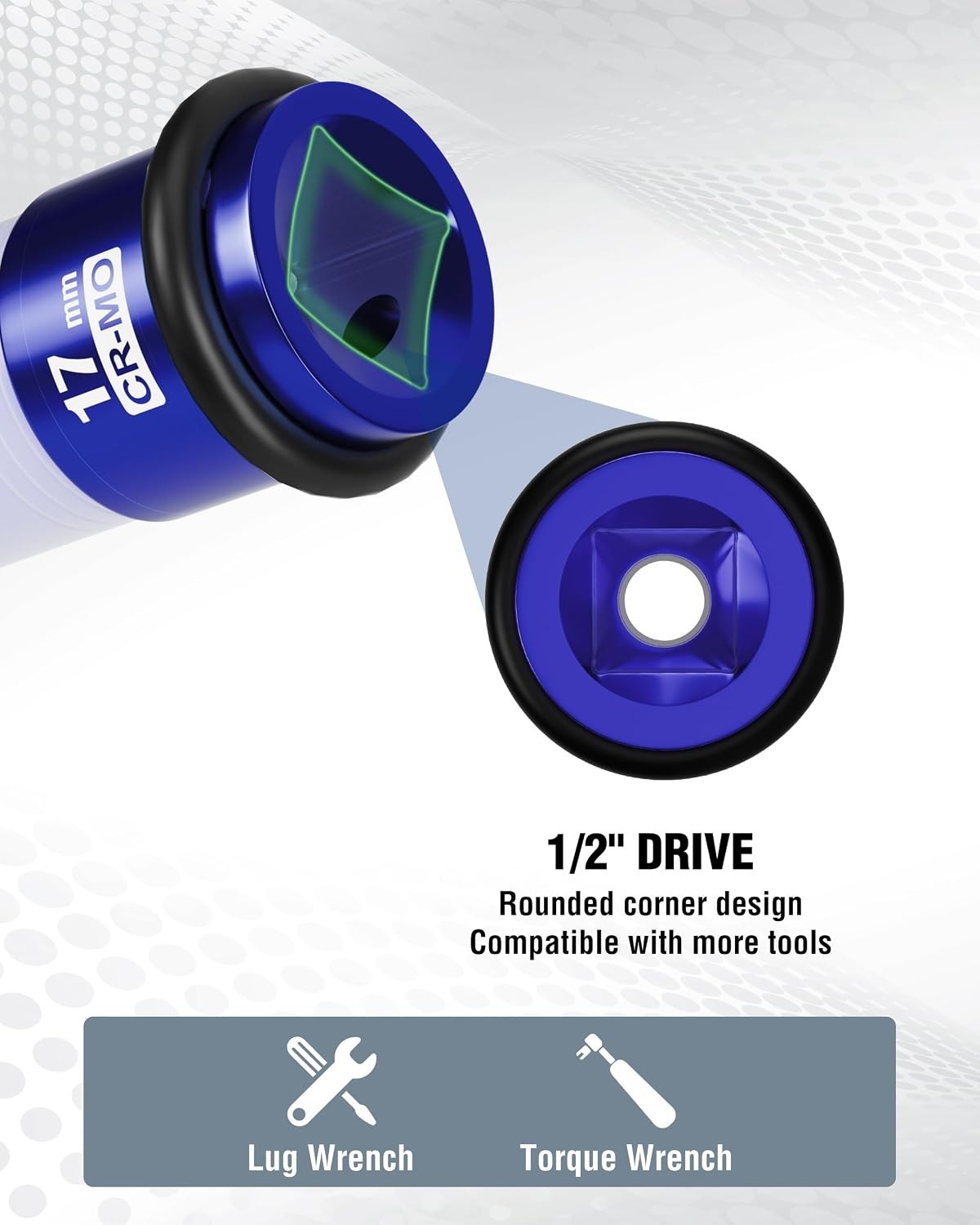 1/2″ Drive Lug Nut Impact Duty Socket, 17mm Deep Thin Wall Socket, Made of C…